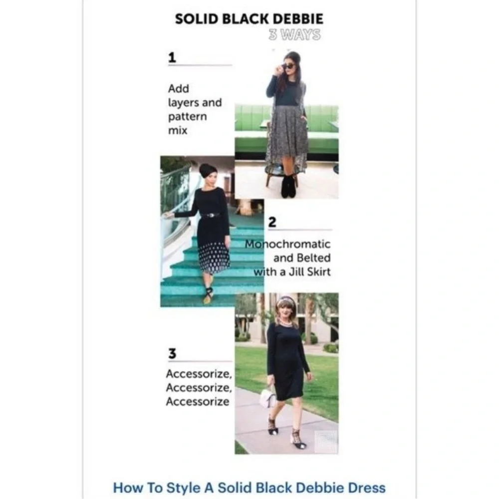 - NWT LuLaRoe Solid Black Debbie Straight Pencil Long Sleeve Dress Size Sm… - Picture 7 of 8